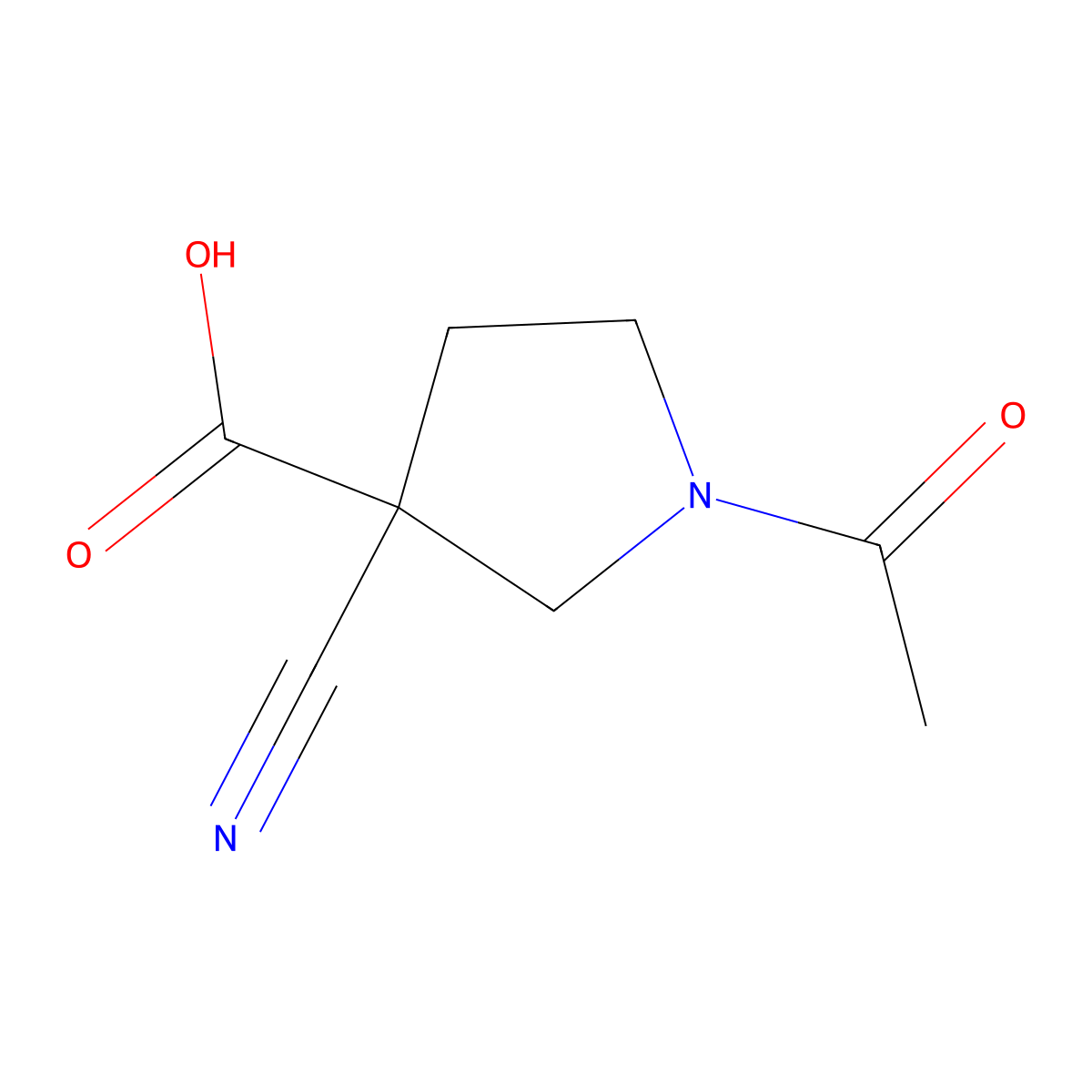 1-Acetyl-3-cyanopyrrolidine-3-carboxylic acid molecular structure, CAS 1935582-12-9