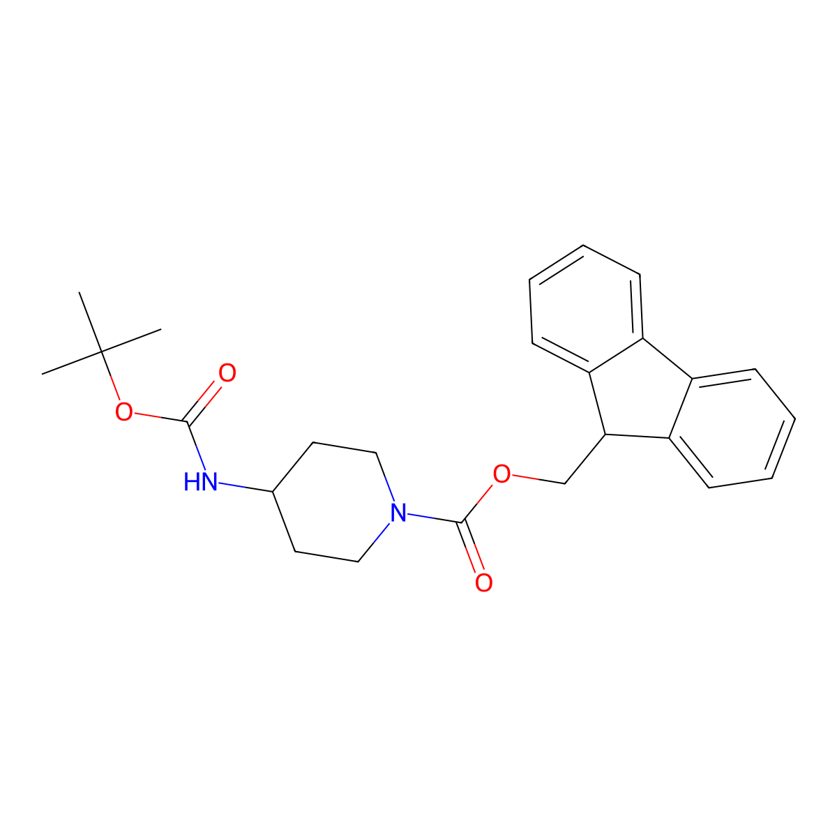 (9H-Fluoren-9-yl)methyl 4-((tert-butoxycarbonyl)amino)piperidine-1-carboxylate molecular structure, CAS 1935586-88-1