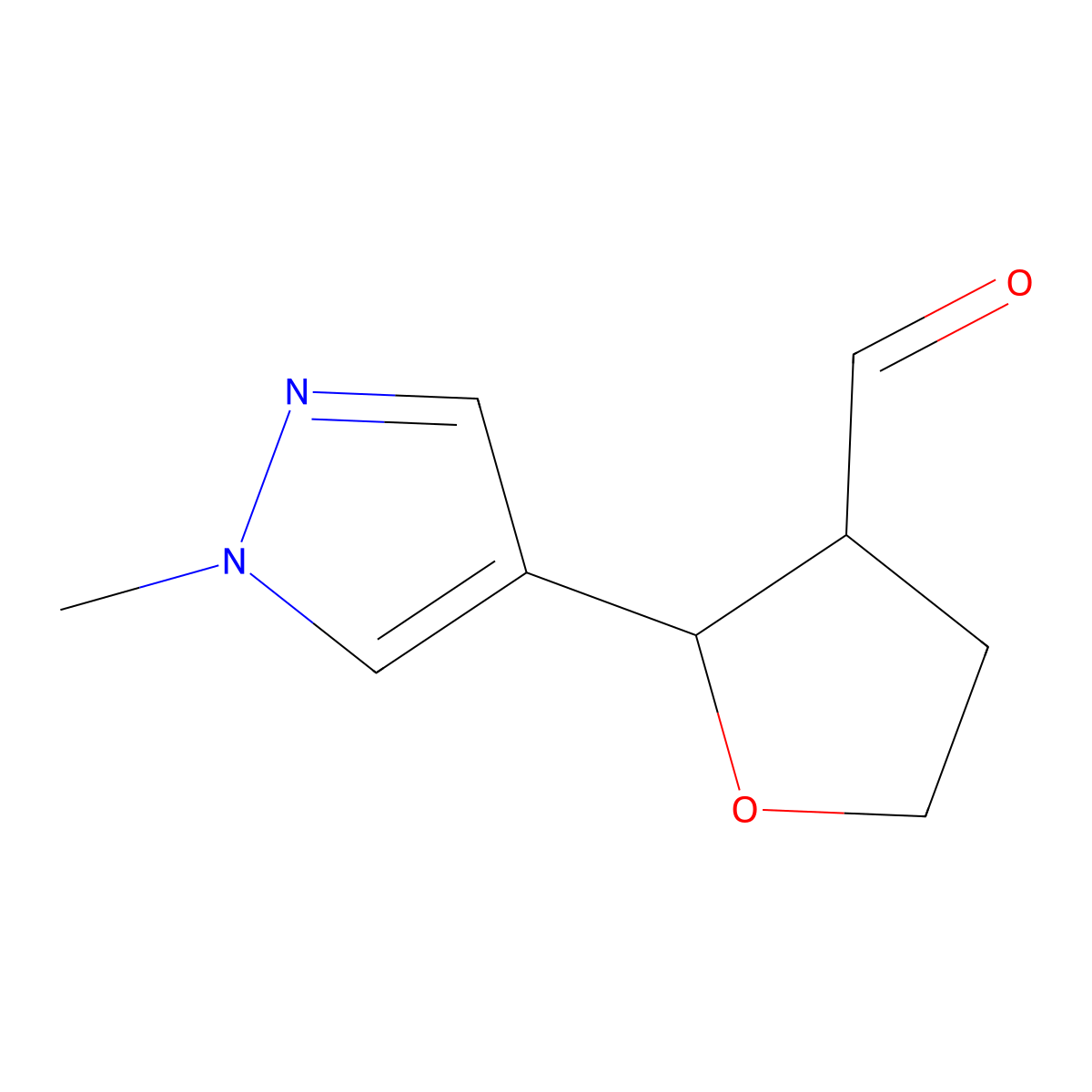 2-(1-Methyl-1H-pyrazol-4-yl)oxolane-3-carbaldehyde molecular structure, CAS 1935594-72-1