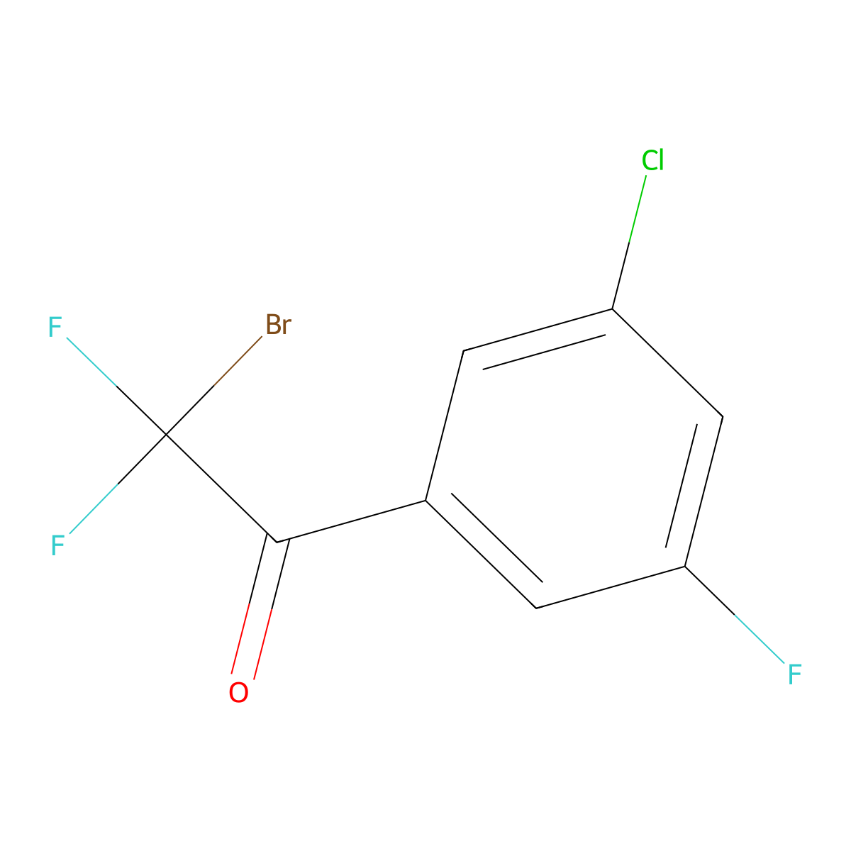 2-Bromo-2,2-difluoro-1-(3-chloro-5-fluorophenyl)ethanone molecular structure, CAS 1935599-54-4