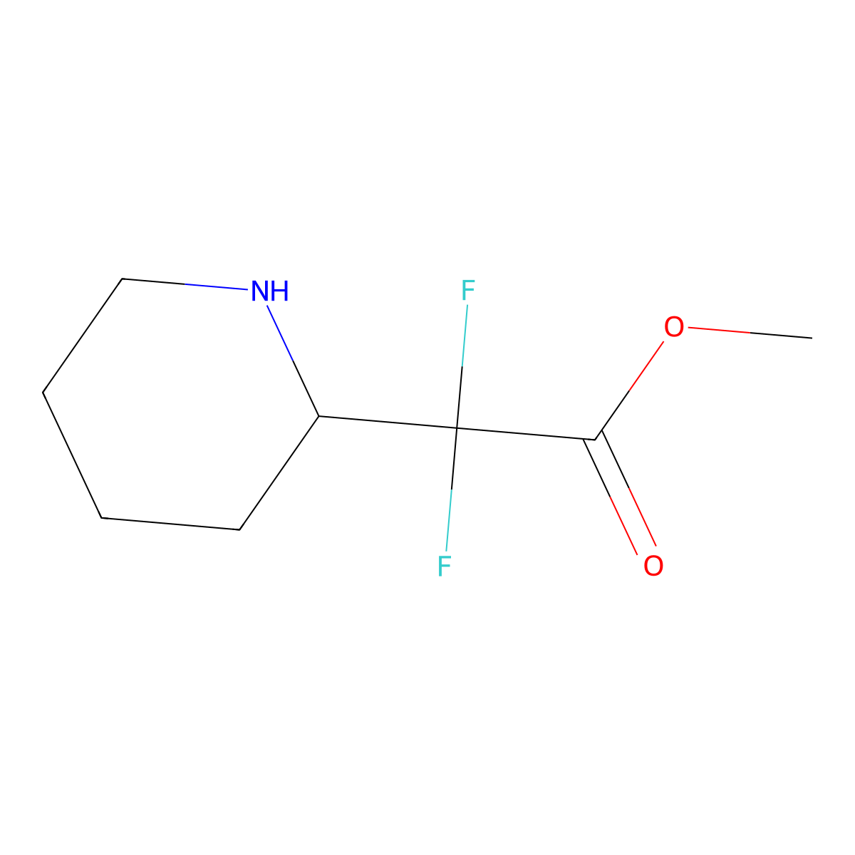 Methyl 2,2-difluoro-2-(piperidin-2-yl)acetate molecular structure, CAS 1935600-23-9