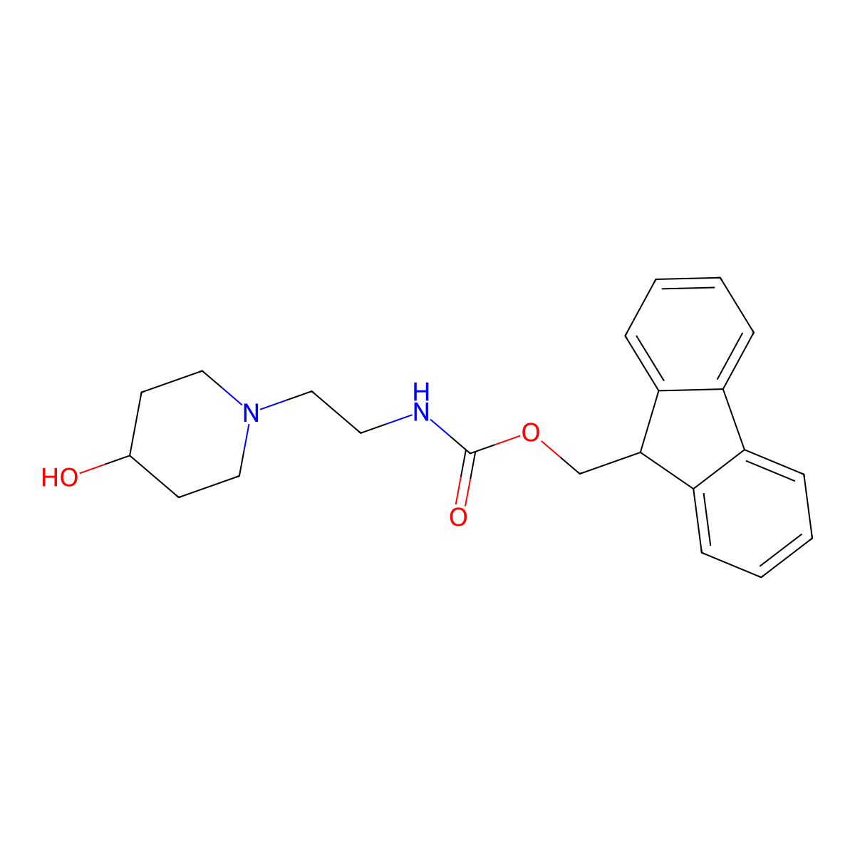 (9H-fluoren-9-yl)methyl N-[2-(4-hydroxypiperidin-1-yl)ethyl]carbamate molecular structure, CAS 1935610-52-8
