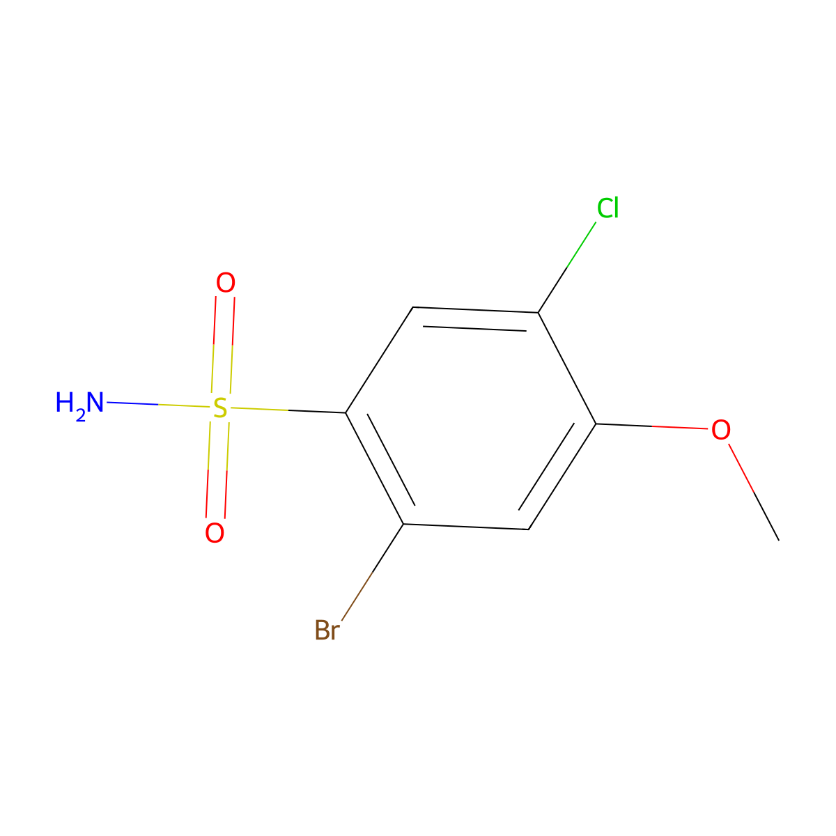 2-Bromo-5-chloro-4-methoxybenzene-1-sulfonamide molecular structure, CAS 1935613-49-2