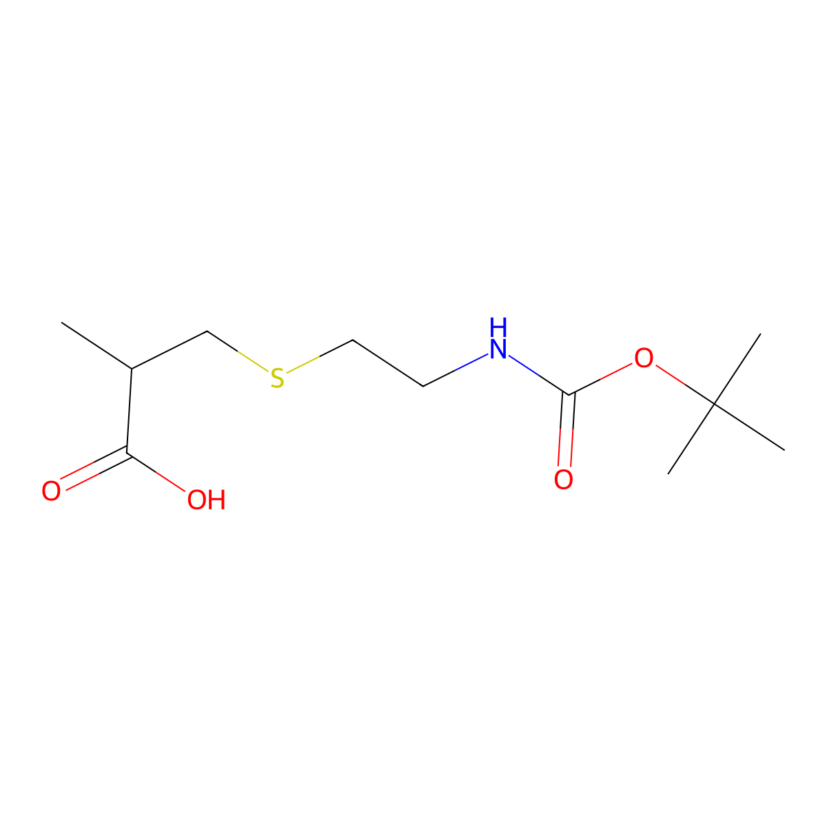 3-[(2-{[(Tert-butoxy)carbonyl]amino}ethyl)sulfanyl]-2-methylpropanoic acid molecular structure, CAS 1935613-72-1