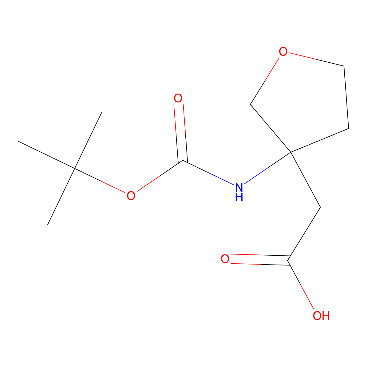 2-(3-((tert-Butoxycarbonyl)amino)tetrahydrofuran-3-yl)acetic acid molecular structure, CAS 1935616-13-9