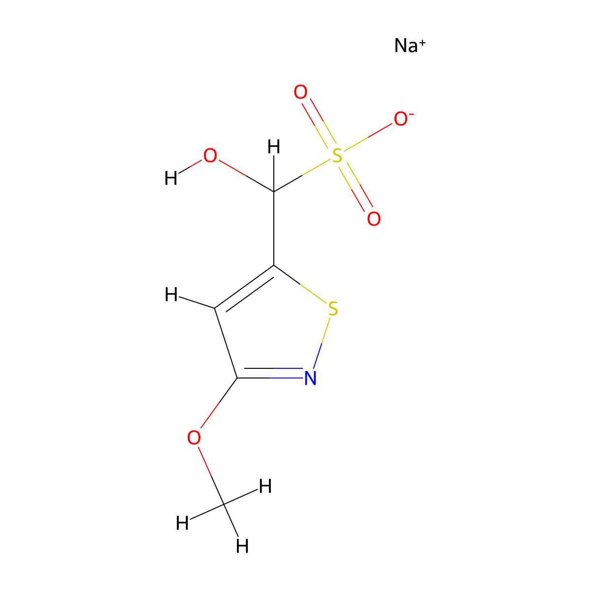 Sodium hydroxy(3-methoxy-1,2-thiazol-5-yl)methanesulfonate molecular structure, CAS 1935644-74-8