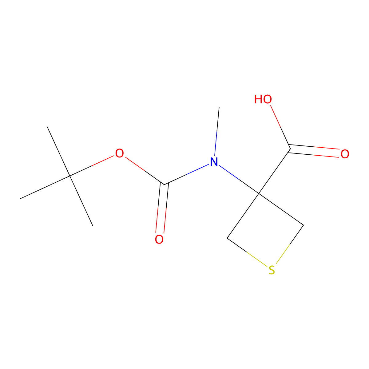 3-[tert-Butoxycarbonyl(methyl)amino]thietane-3-carboxylic acid molecular structure, CAS 1935644-97-5