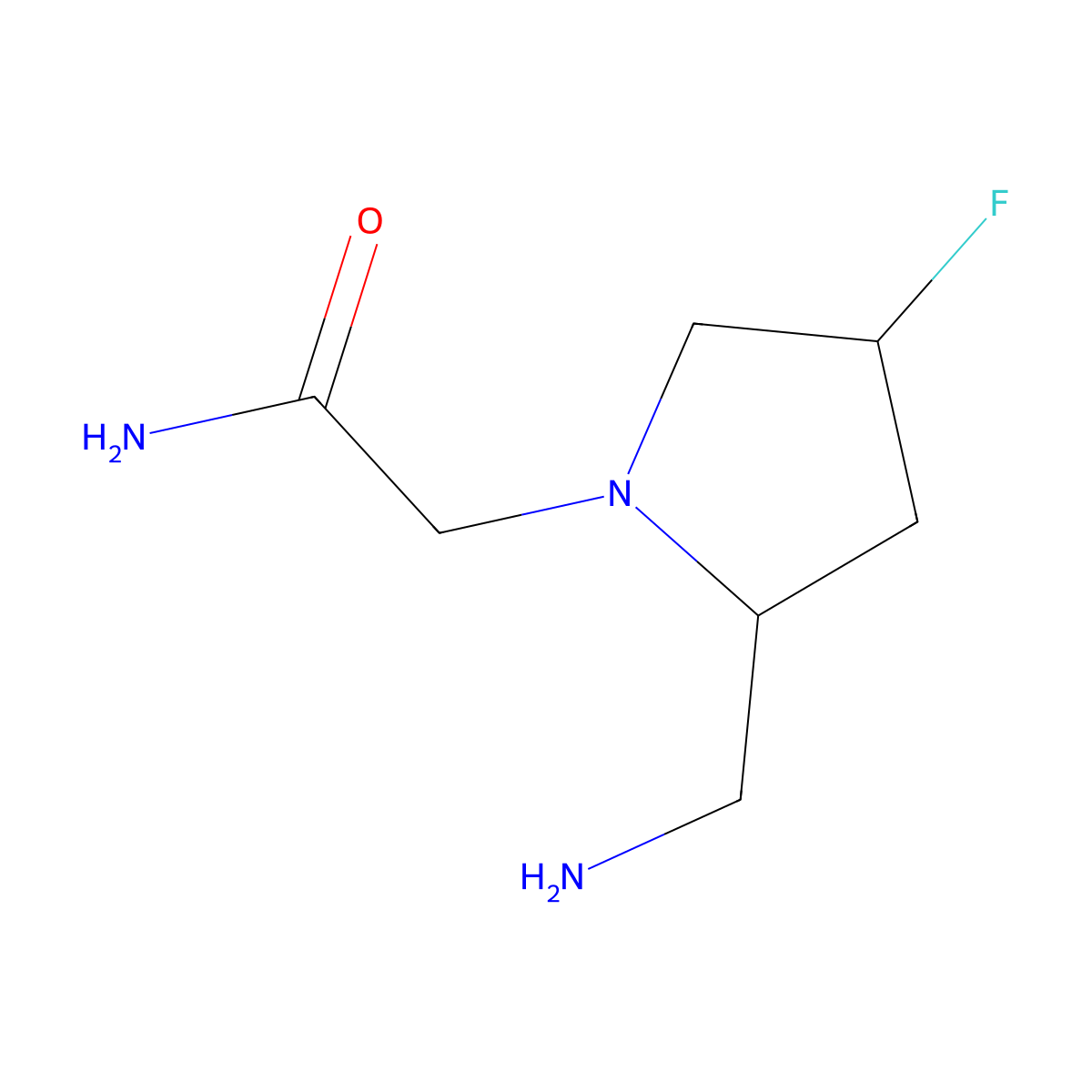 2-[2-(Aminomethyl)-4-fluoropyrrolidin-1-yl]acetamide molecular structure, CAS 1935647-05-4