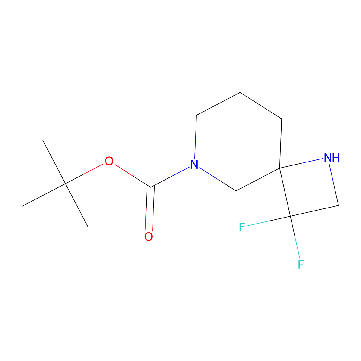 Tert-butyl 3,3-difluoro-1,6-diazaspiro[3.5]nonane-6-carboxylate molecular structure, CAS 1935650-12-6