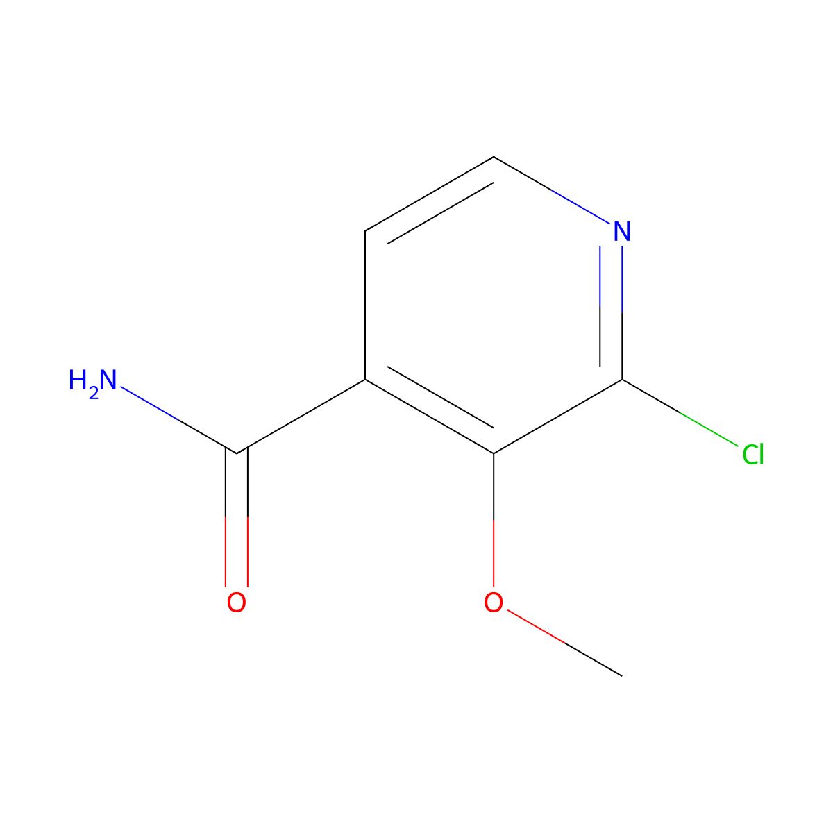 2-chloro-3-methoxy-4-Pyridinecarboxamide molecular structure, CAS 1935682-11-3