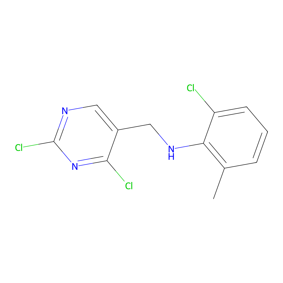 2,4-Dichloro-N-(2-chloro-6-methylphenyl)-5-pyrimidinemethanamine molecular structure, CAS 1935712-23-4