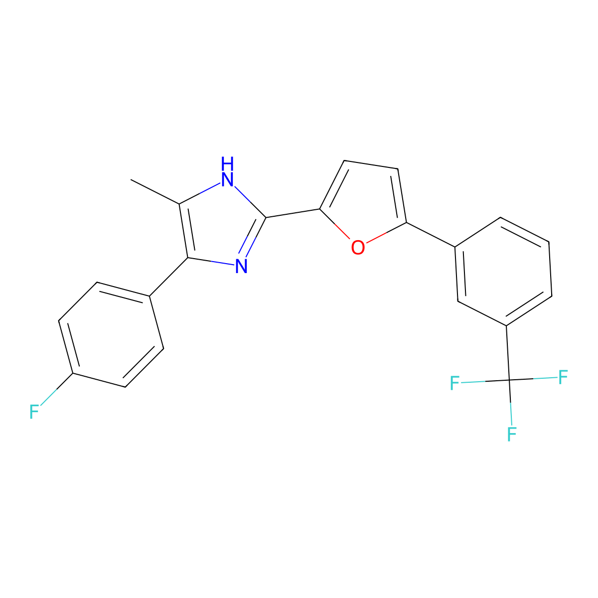 4-(4-Fluorophenyl)-5-methyl-2-{5-[3-(trifluoromethyl)phenyl]furan-2-yl}-1H-imidazole molecular structure, CAS 1935722-56-7