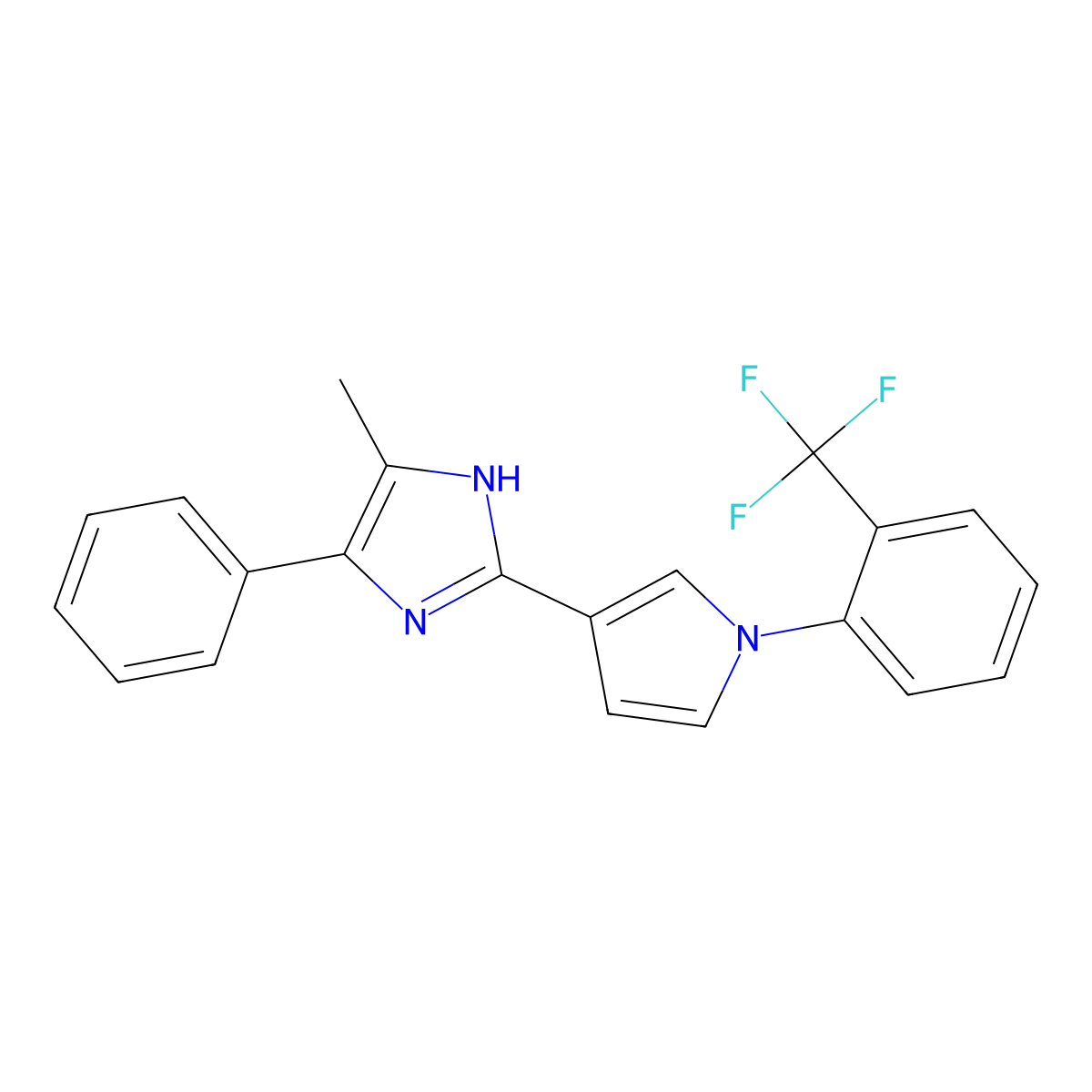 5-Methyl-4-phenyl-2-[1-[2-(trifluoromethyl)phenyl]pyrrol-3-yl]-1H-imidazole molecular structure, CAS 1935723-06-0