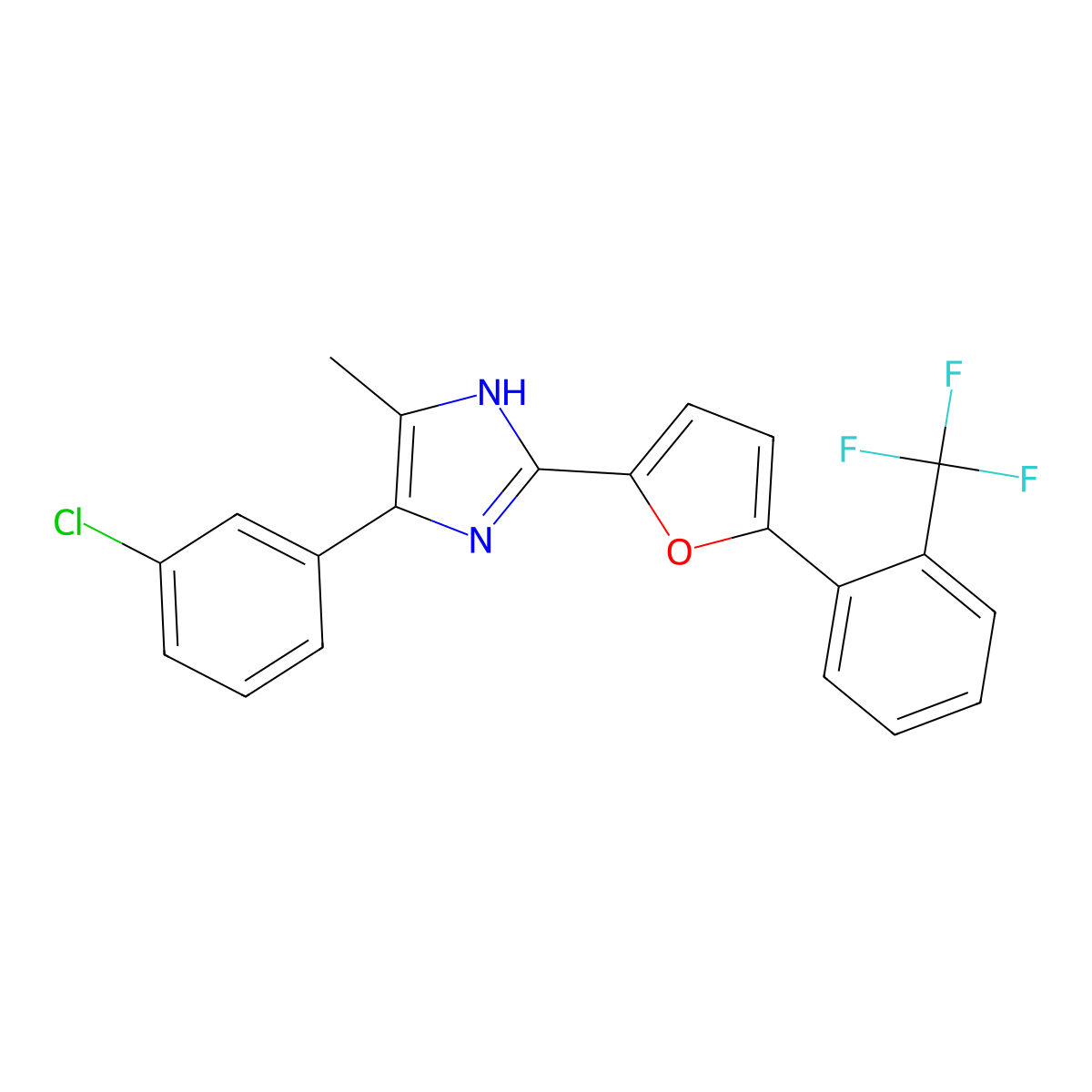 4-(3-Chlorophenyl)-5-methyl-2-[5-[2-(trifluoromethyl)phenyl]furan-2-yl]-1H-imidazole molecular structure, CAS 1935723-15-1