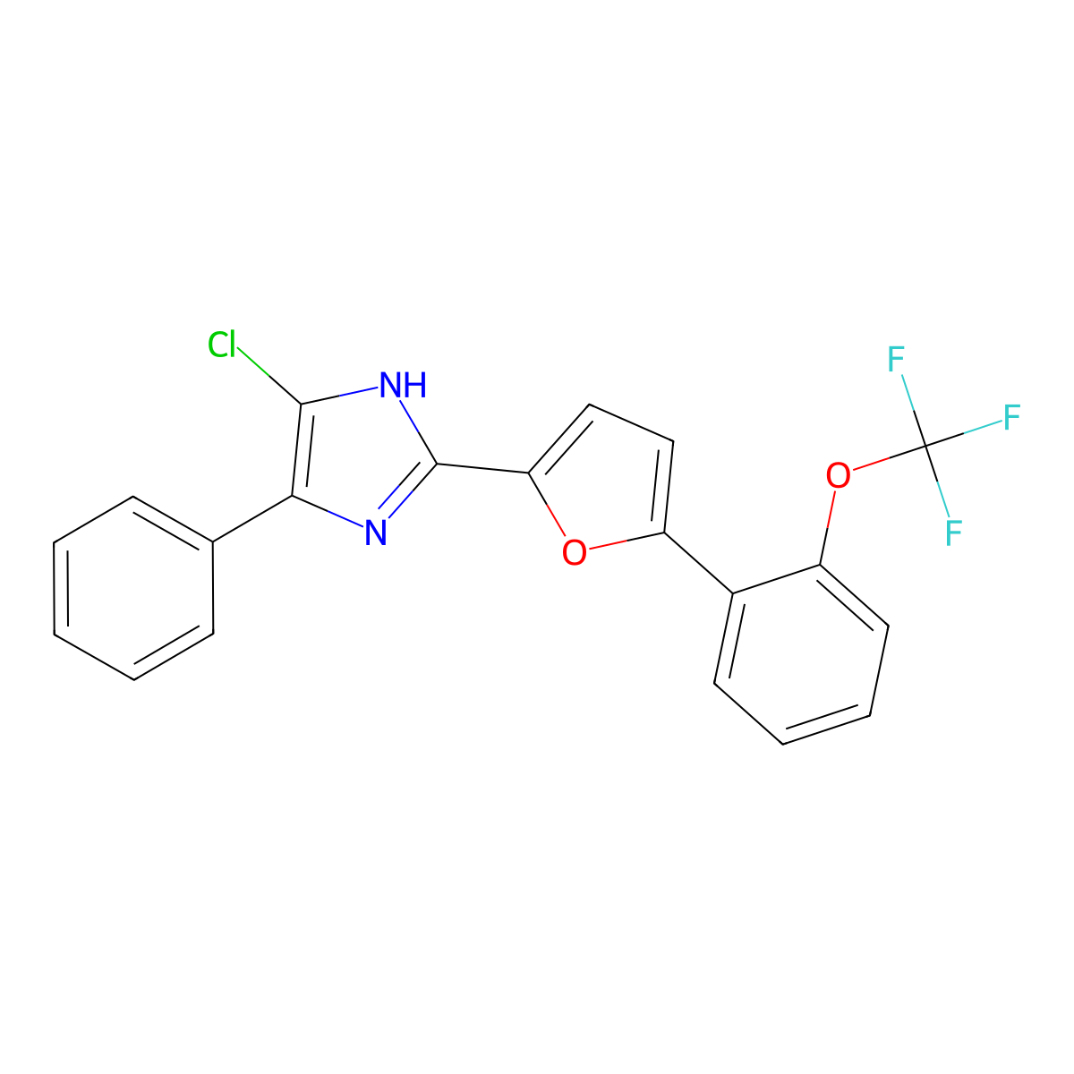 5-chloro-4-phenyl-2-{5-[2-(trifluoromethoxy)phenyl]furan-2-yl}-1H-imidazole molecular structure, CAS 1935723-30-0