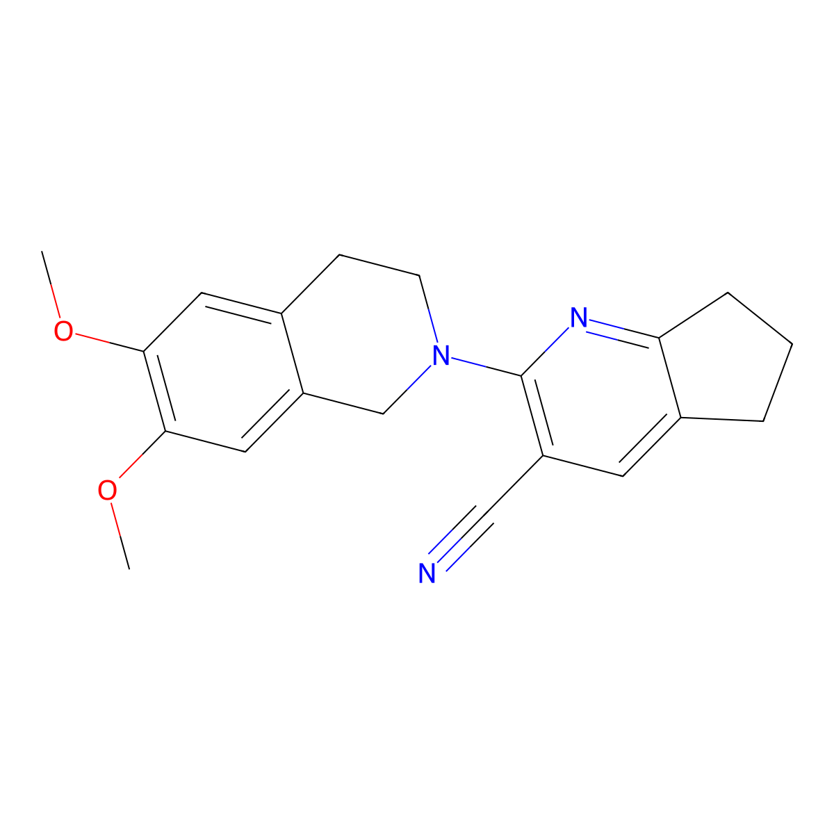 2-(6,7-dimethoxy-1,2,3,4-tetrahydroisoquinolin-2-yl)-5H,6H,7H-cyclopenta[b]pyridine-3-carbonitrile molecular structure, CAS 1935799-09-9