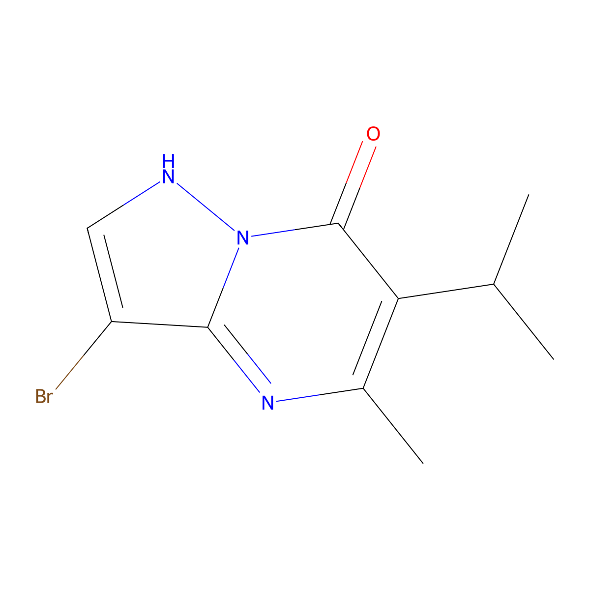 3-bromo-5-methyl-6-(propan-2-yl)-4H,7H-pyrazolo[1,5-a]pyrimidin-7-one molecular structure, CAS 1935819-87-6
