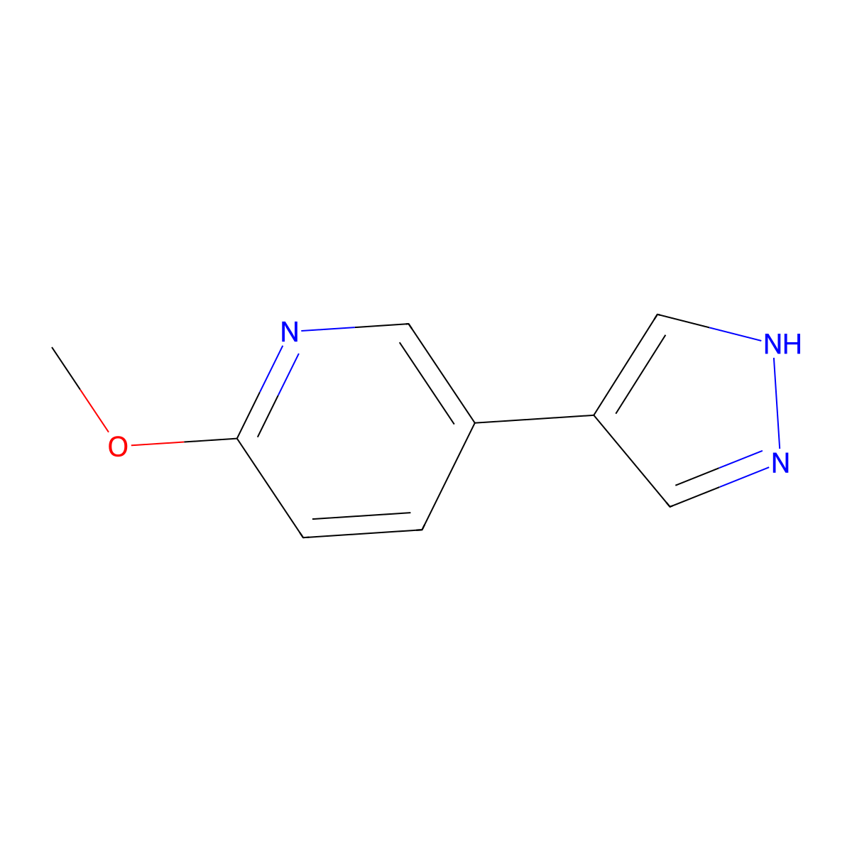 2-methoxy-5-(1H-pyrazol-4-yl)pyridine molecular structure, CAS 1935823-69-0