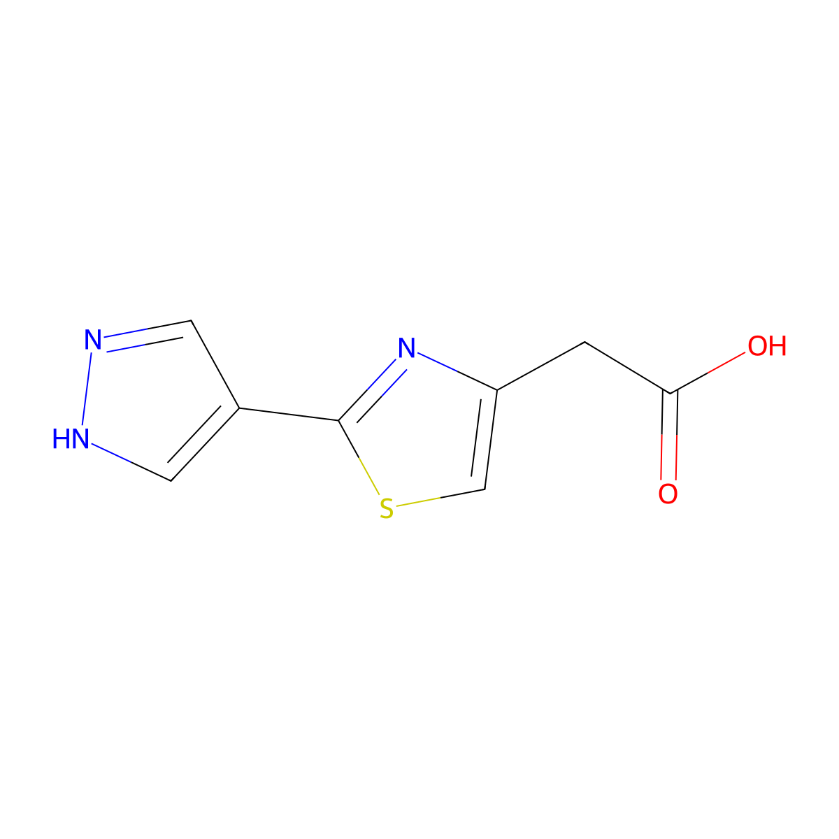 2-[2-(1H-pyrazol-4-yl)-1,3-thiazol-4-yl]acetic acid molecular structure, CAS 1935846-44-8
