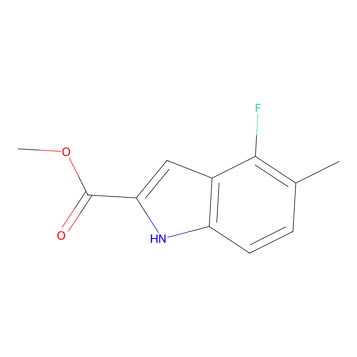 methyl4-fluoro-5-methyl-1H-indole-2-carboxylate molecular structure, CAS 1935871-56-9