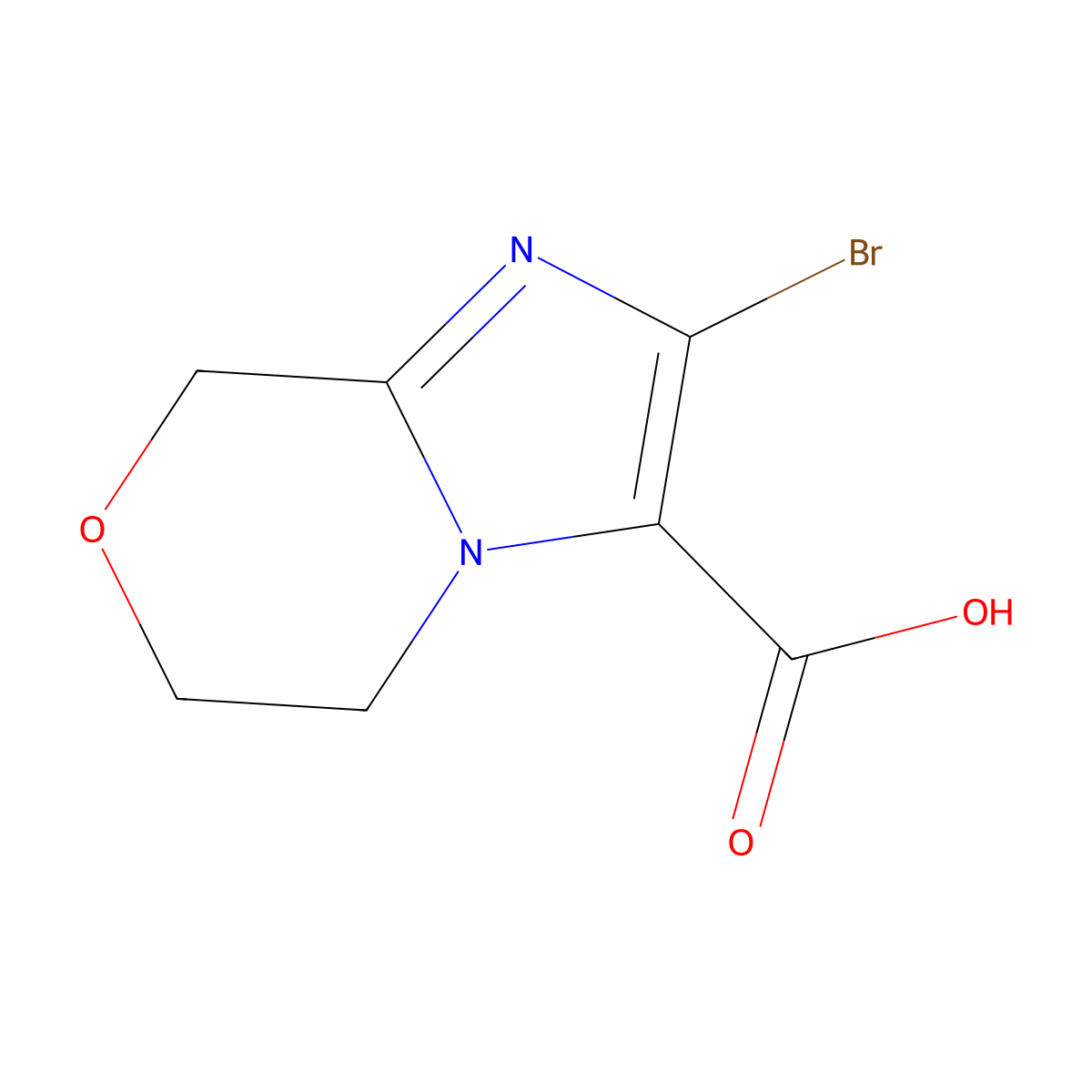2-bromo-5H,6H,8H-imidazo[2,1-c][1,4]oxazine-3-carboxylic acid molecular structure, CAS 1935886-94-4