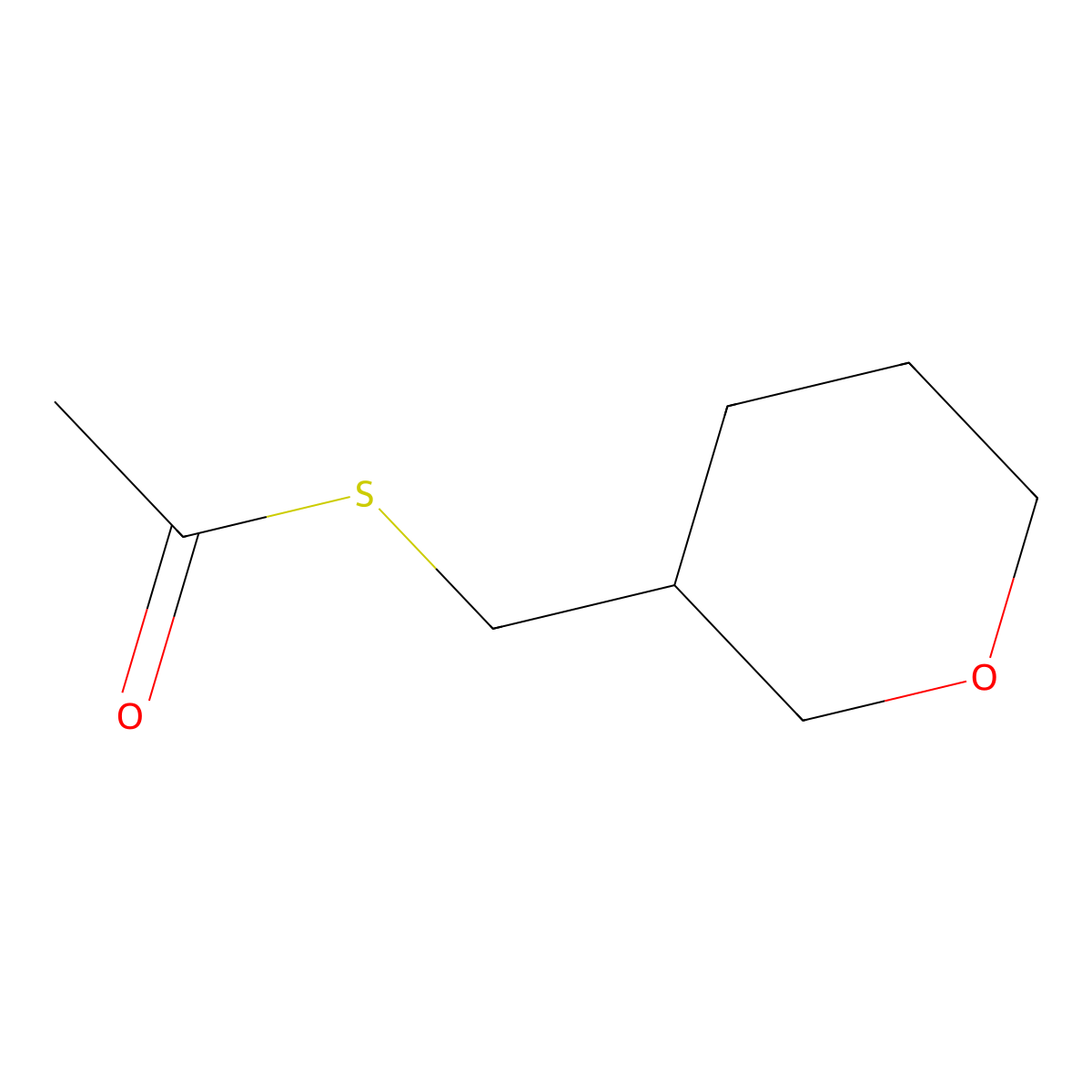 1-[(Oxan-3-ylmethyl)sulfanyl]ethan-1-one molecular structure, CAS 1935893-64-3