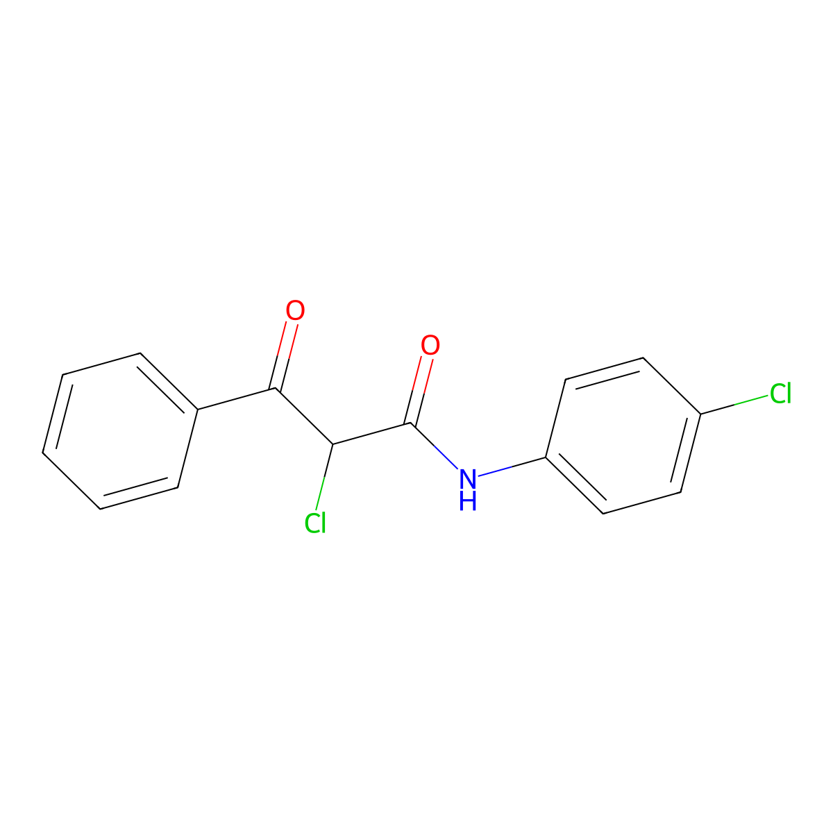 2-chloro-N-(4-chlorophenyl)-3-oxo-3-phenylpropanamide molecular structure, CAS 19359-25-2