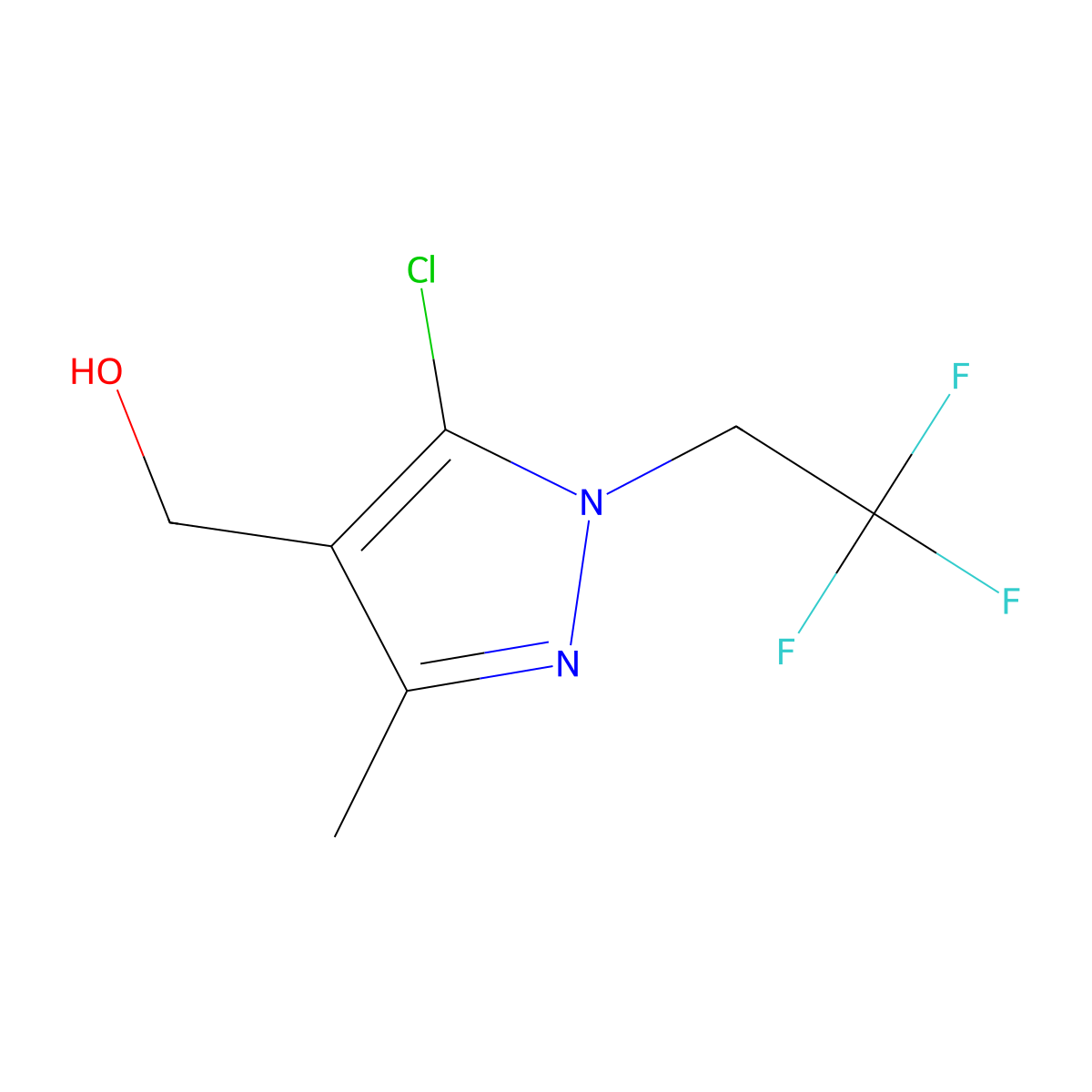 [5-chloro-3-methyl-1-(2,2,2-trifluoroethyl)-1H-pyrazol-4-yl]methanol molecular structure, CAS 1935901-22-6