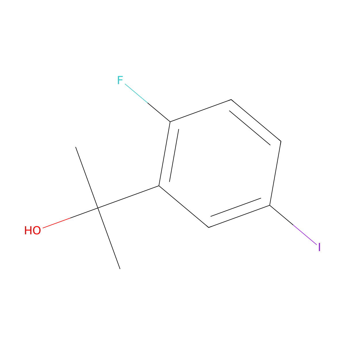 2-(2-Fluoro-5-iodophenyl)propan-2-ol molecular structure, CAS 1935904-08-7