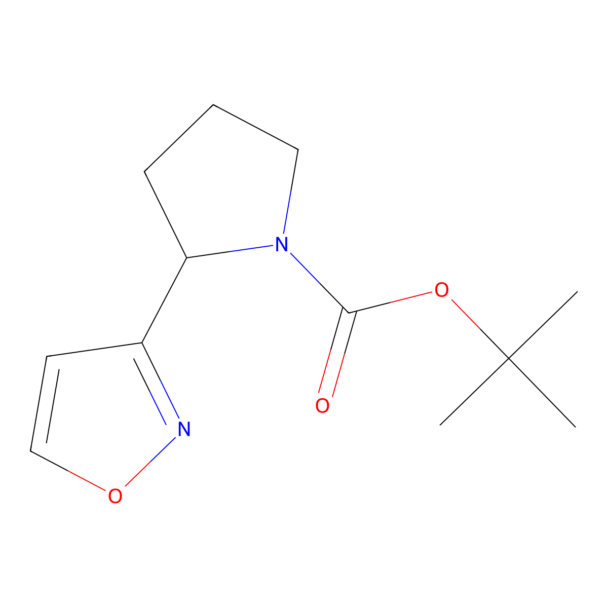 Tert-butyl 2-(1,2-oxazol-3-yl)pyrrolidine-1-carboxylate molecular structure, CAS 1935908-94-3
