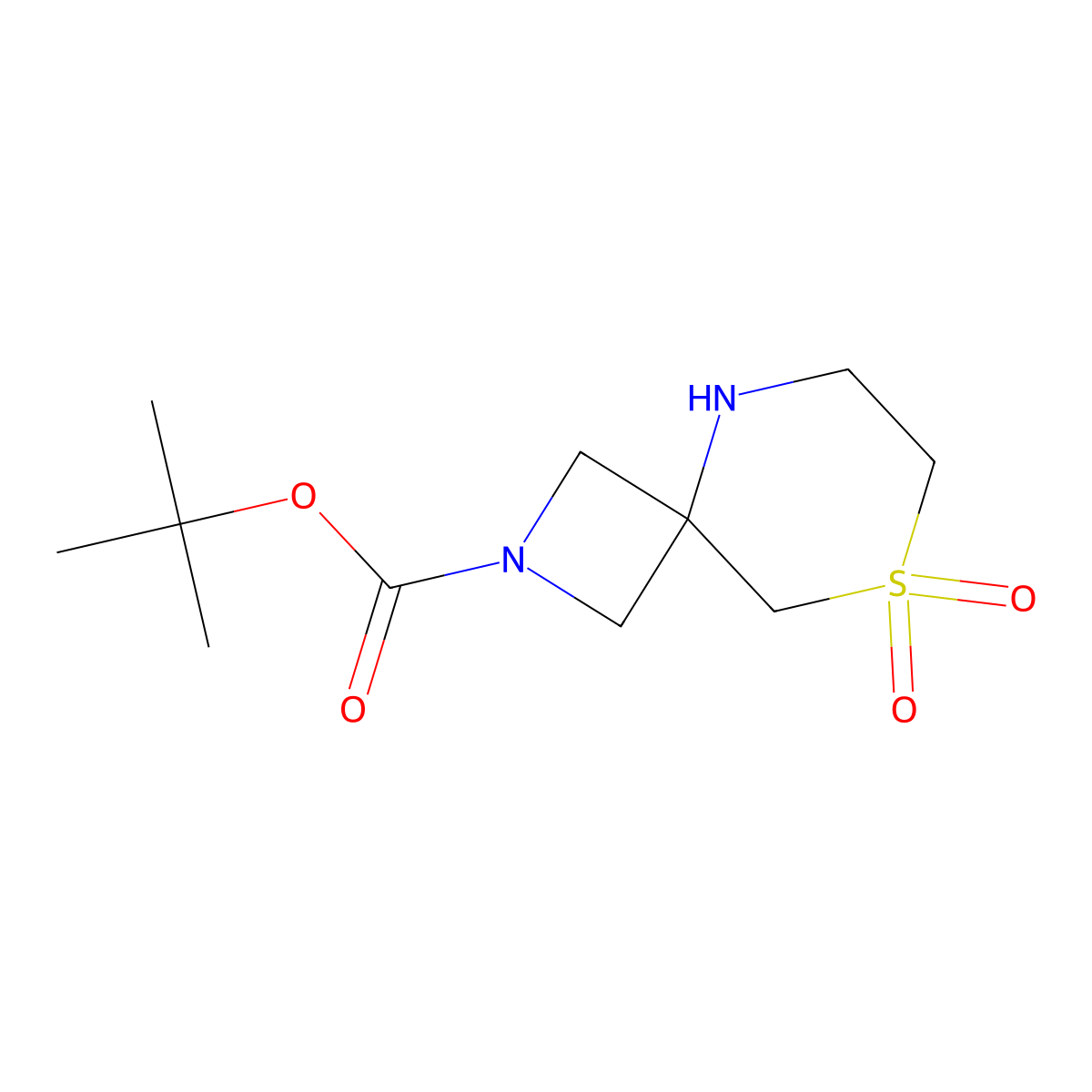 Tert-butyl 8,8-dioxo-8lambda6-thia-2,5-diazaspiro(3.5)nonane-2-carboxylate molecular structure, CAS 1935910-28-3