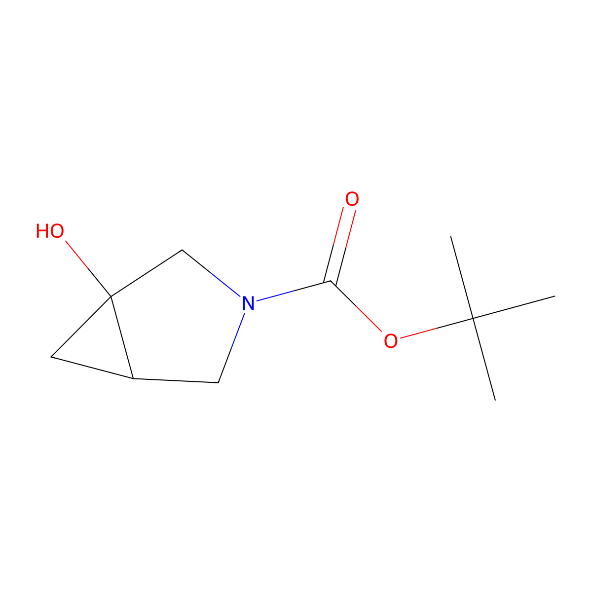 Tert-butyl 1-hydroxy-3-azabicyclo[3.1.0]hexane-3-carboxylate molecular structure, CAS 1935911-04-8
