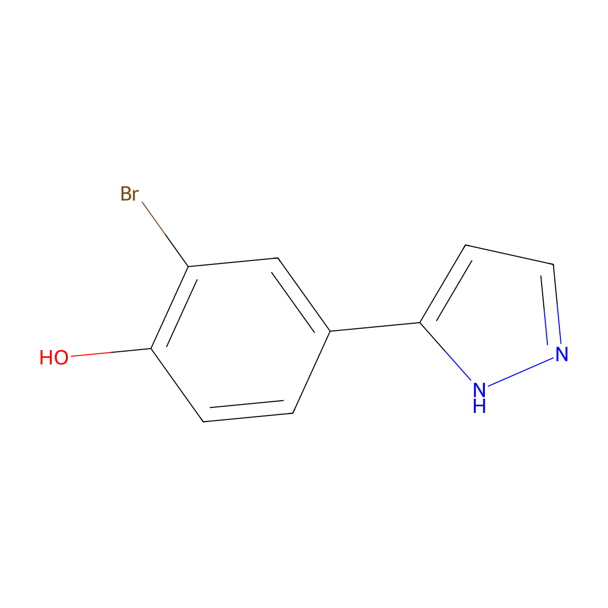 2-bromo-4-(1H-pyrazol-5-yl)phenol molecular structure, CAS 1935916-51-0