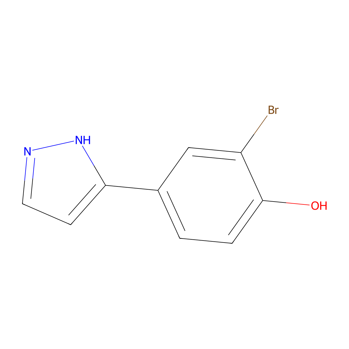 2-bromo-4-(1H-pyrazol-5-yl)phenol molecular structure, CAS 1935916-51-0