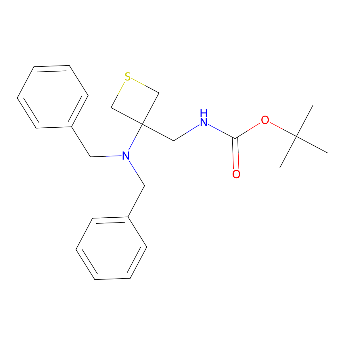 Tert-butyl ((3-(dibenzylamino)thietan-3-yl)methyl)carbamate molecular structure, CAS 1935922-48-7