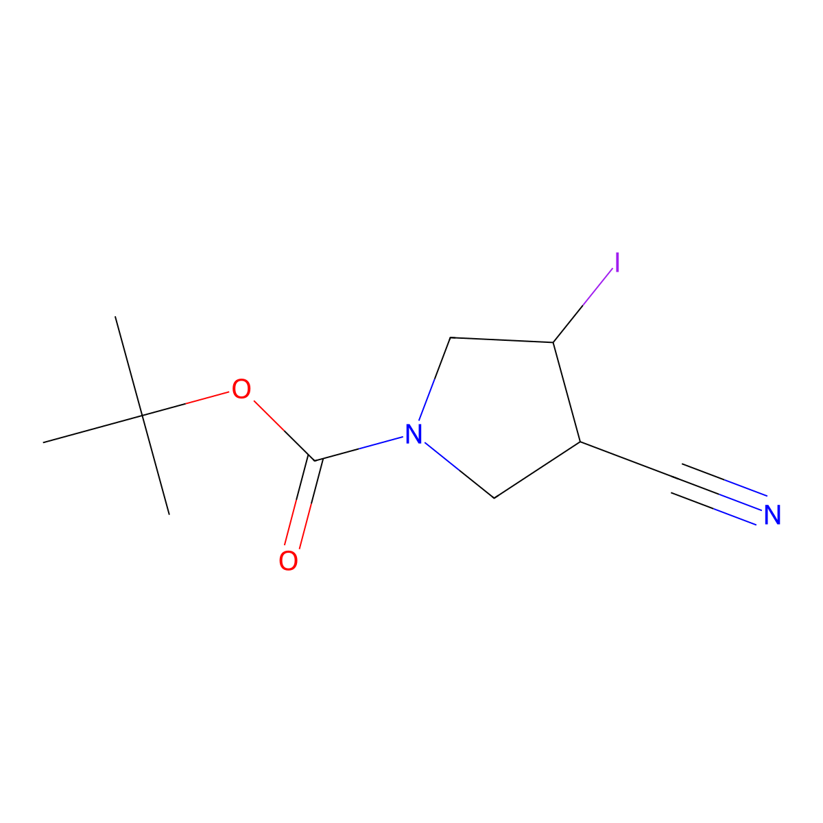 Tert-butyl 3-cyano-4-iodopyrrolidine-1-carboxylate molecular structure, CAS 1935926-03-6