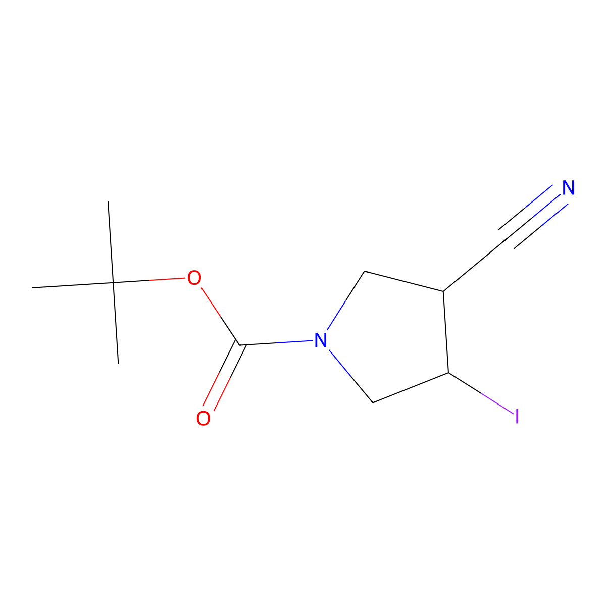 Tert-butyl 3-cyano-4-iodopyrrolidine-1-carboxylate molecular structure, CAS 1935926-03-6