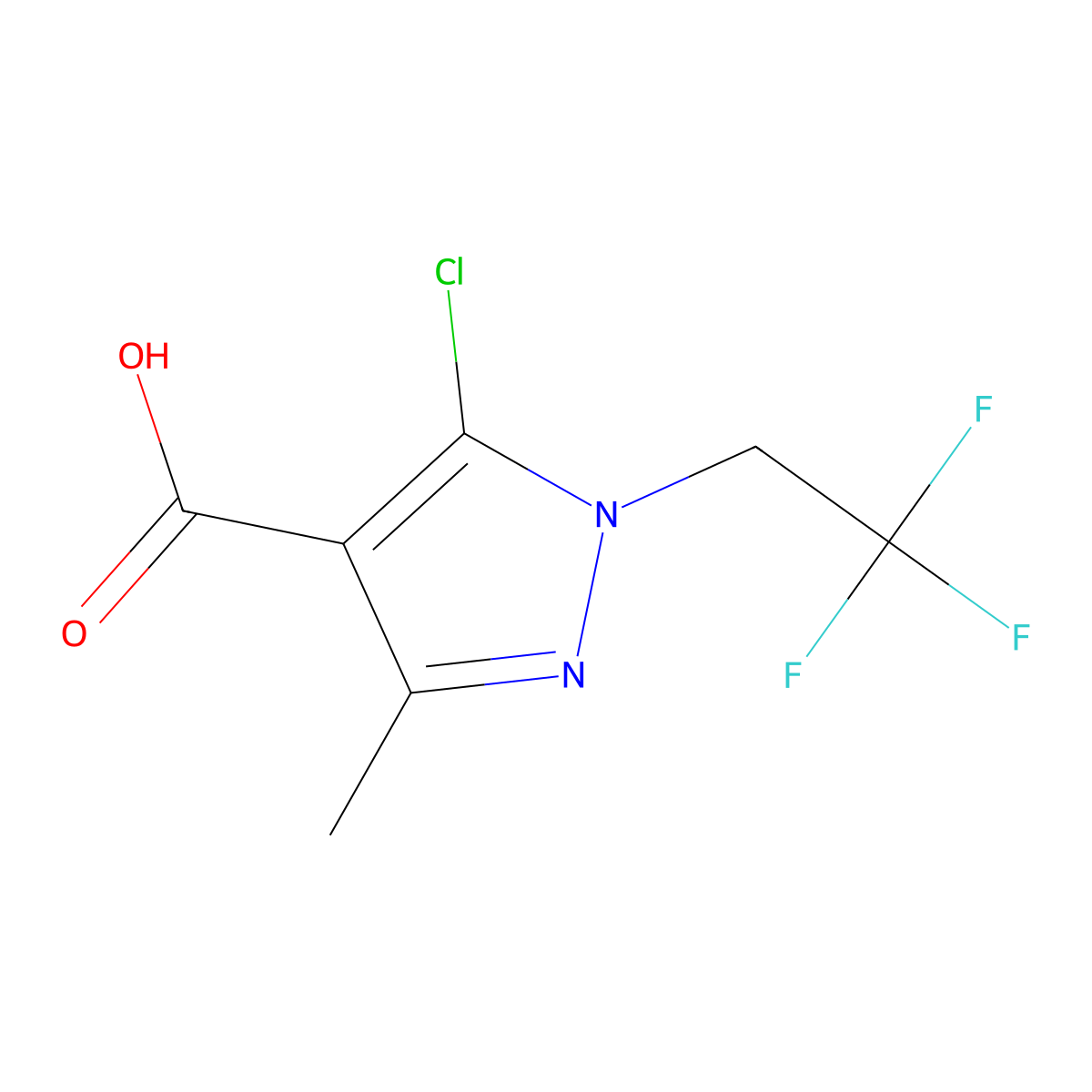 5-Chloro-3-methyl-1-(2,2,2-trifluoroethyl)pyrazole-4-carboxylic acid molecular structure, CAS 1935927-90-4