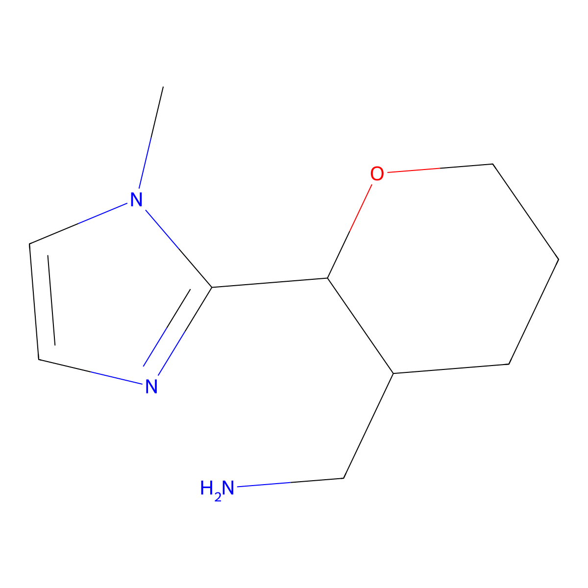 [2-(1-methyl-1H-imidazol-2-yl)oxan-3-yl]methanamine molecular structure, CAS 1935929-12-6
