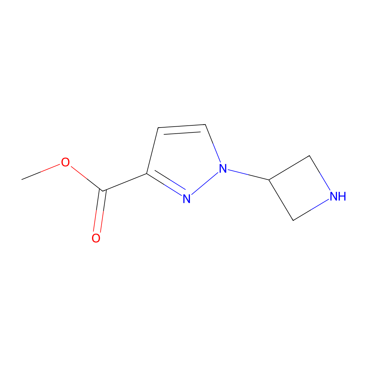 methyl 1-(azetidin-3-yl)-1H-pyrazole-3-carboxylate molecular structure, CAS 1935933-92-8