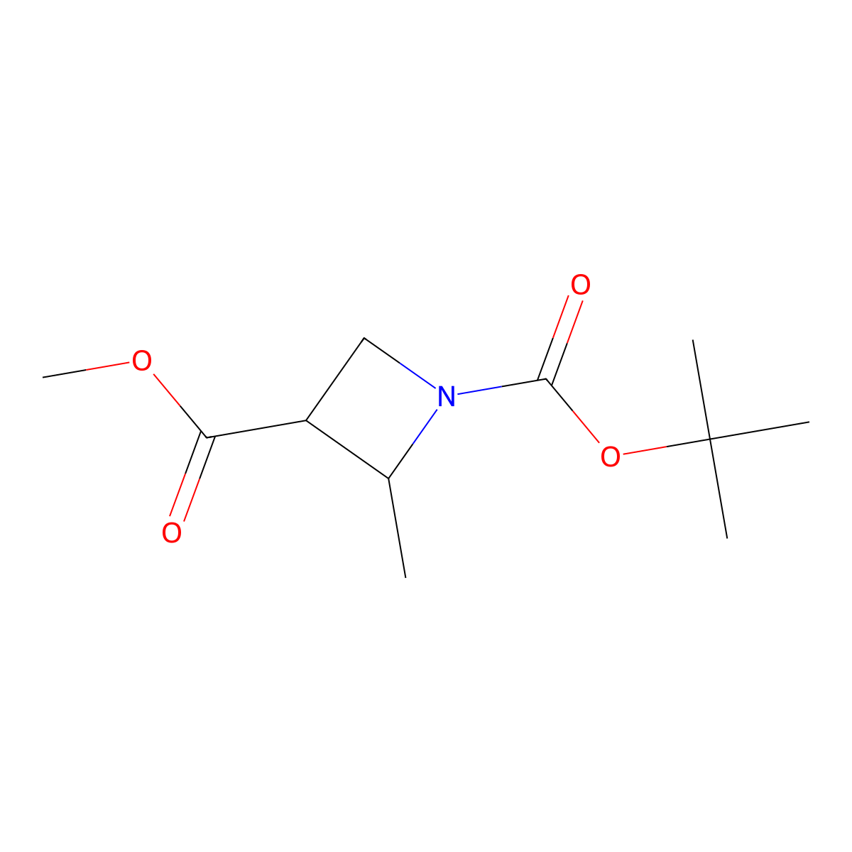 1-tert-Butyl 3-methyl 2-methylazetidine-1,3-dicarboxylate molecular structure, CAS 1935942-15-6