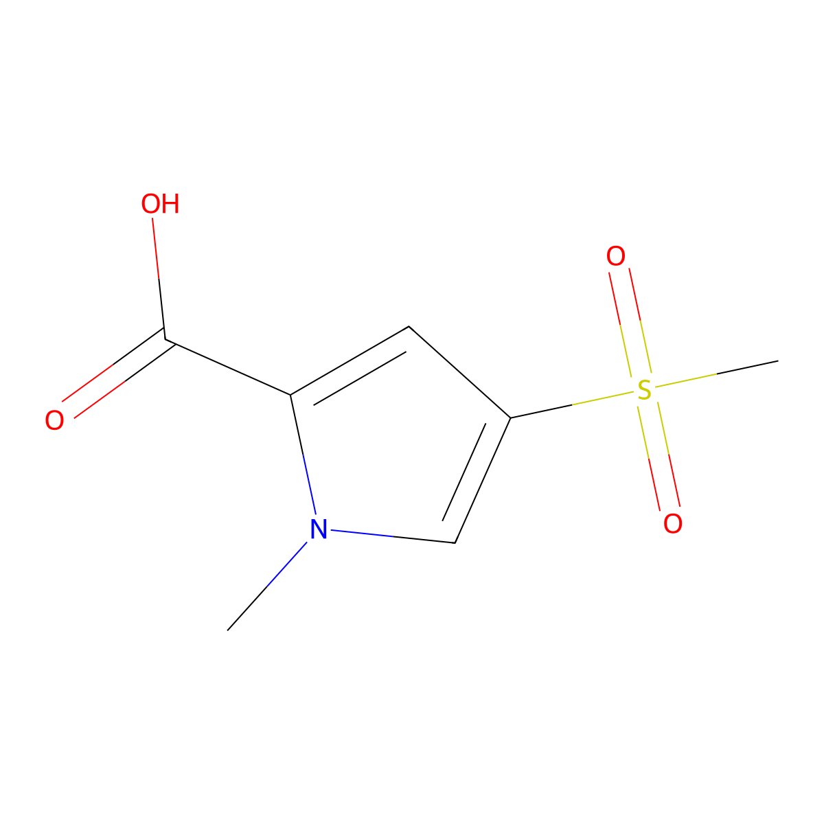 4-methanesulfonyl-1-methyl-1H-pyrrole-2-carboxylic acid molecular structure, CAS 1935943-85-3