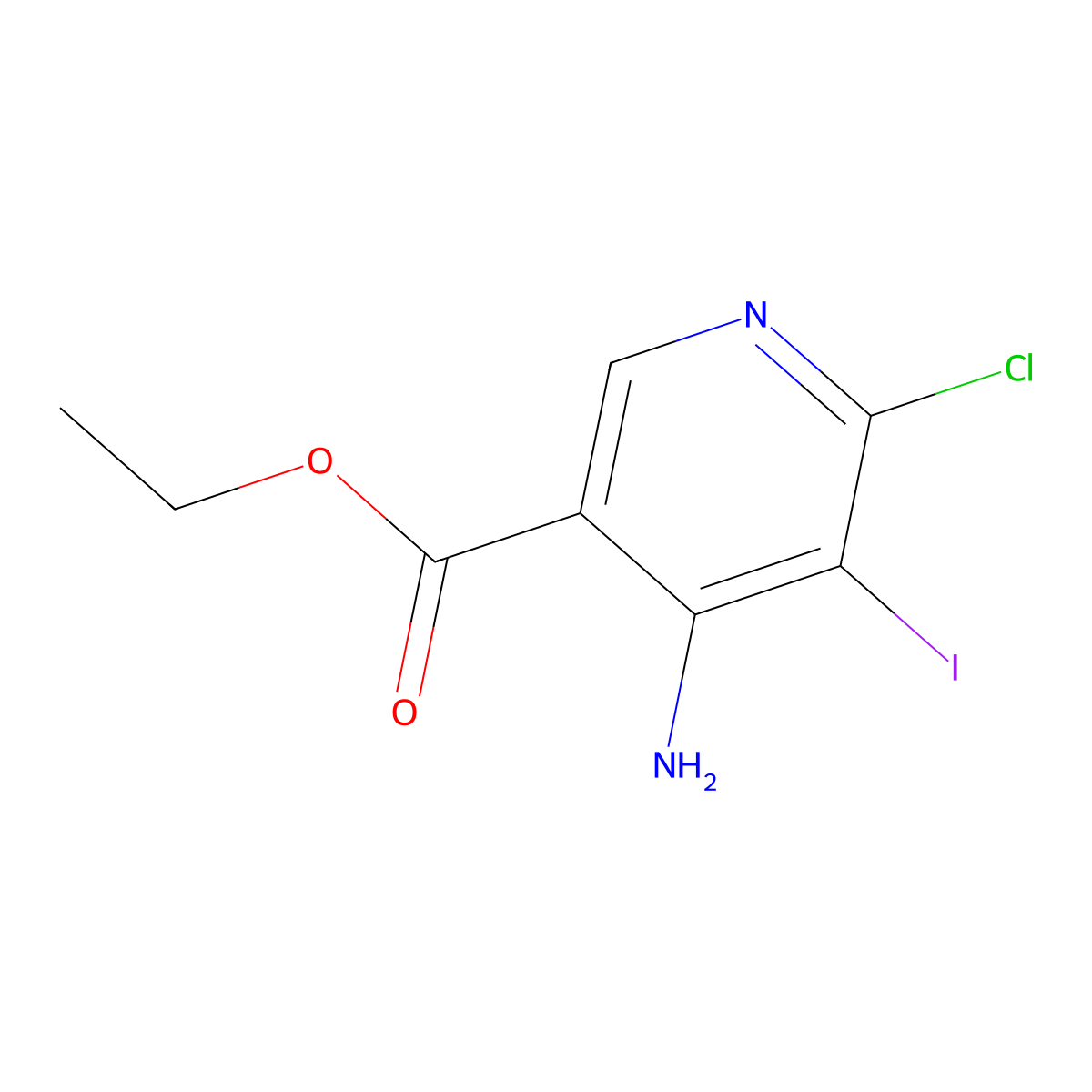 Ethyl 4-amino-6-chloro-5-iodonicotinate molecular structure, CAS 1935952-84-3
