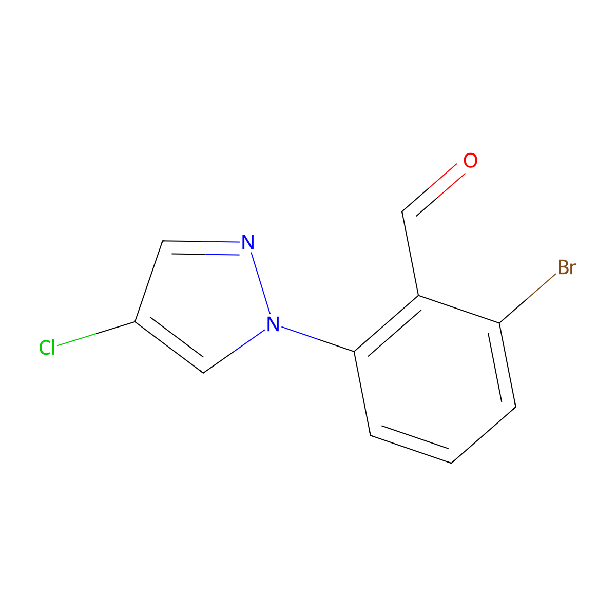 2-Bromo-6-(4-chloro-1H-pyrazol-1-yl)benzaldehyde molecular structure, CAS 1935957-18-8