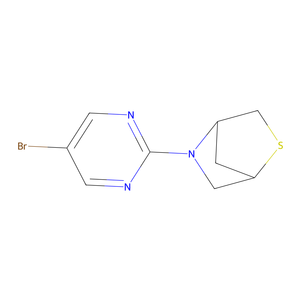 5-(5-Bromopyrimidin-2-yl)-2-thia-5-azabicyclo[2.2.1]heptane molecular structure, CAS 1935957-20-2