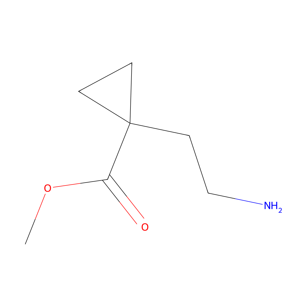 Methyl 1-(2-aminoethyl)cyclopropane-1-carboxylate molecular structure, CAS 1935976-62-7