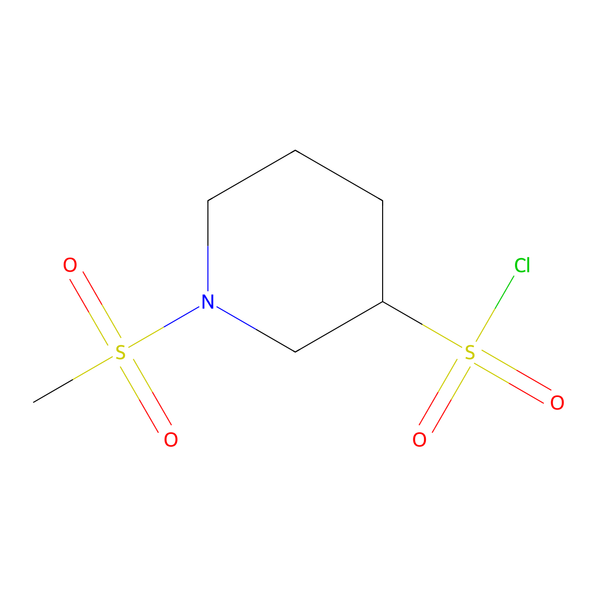 1-Methanesulfonylpiperidine-3-sulfonyl chloride molecular structure, CAS 1935982-54-9