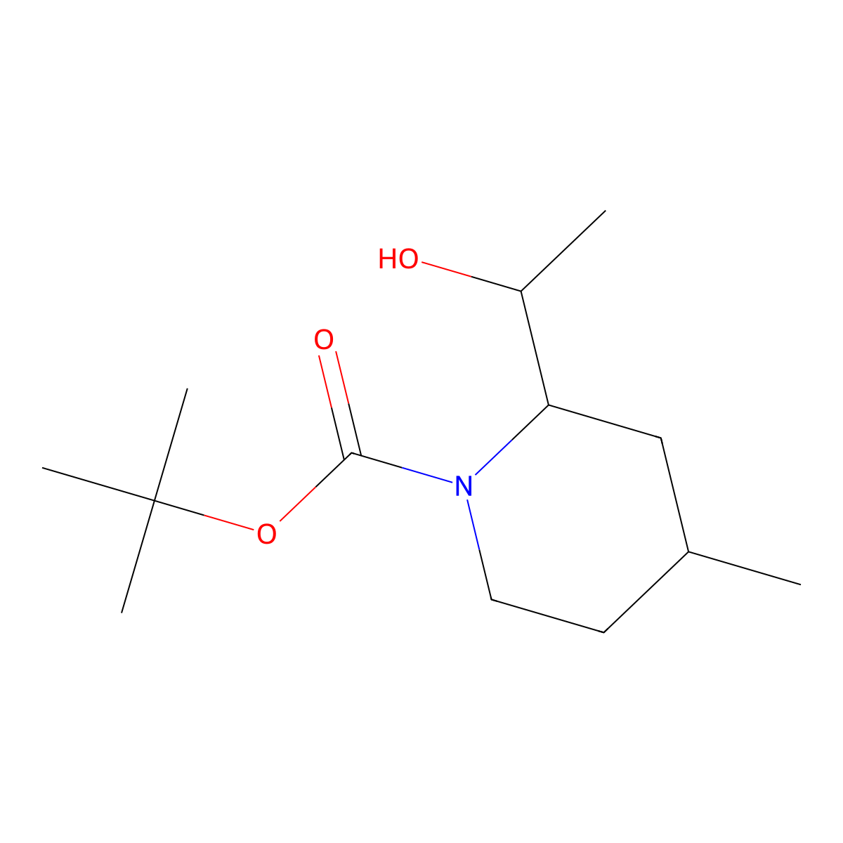 Tert-butyl 2-(1-hydroxyethyl)-4-methylpiperidine-1-carboxylate molecular structure, CAS 1935984-82-9