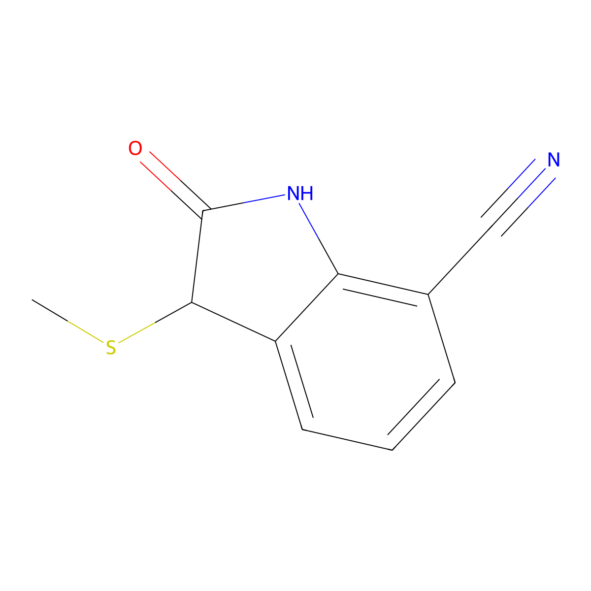 3-(methylsulfanyl)-2-oxo-2,3-dihydro-1H-indole-7-carbonitrile molecular structure, CAS 1935984-90-9