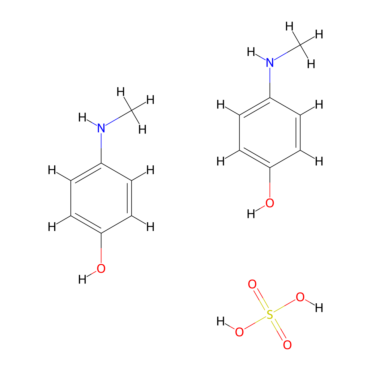 Metol molecular structure, CAS 1936-57-8